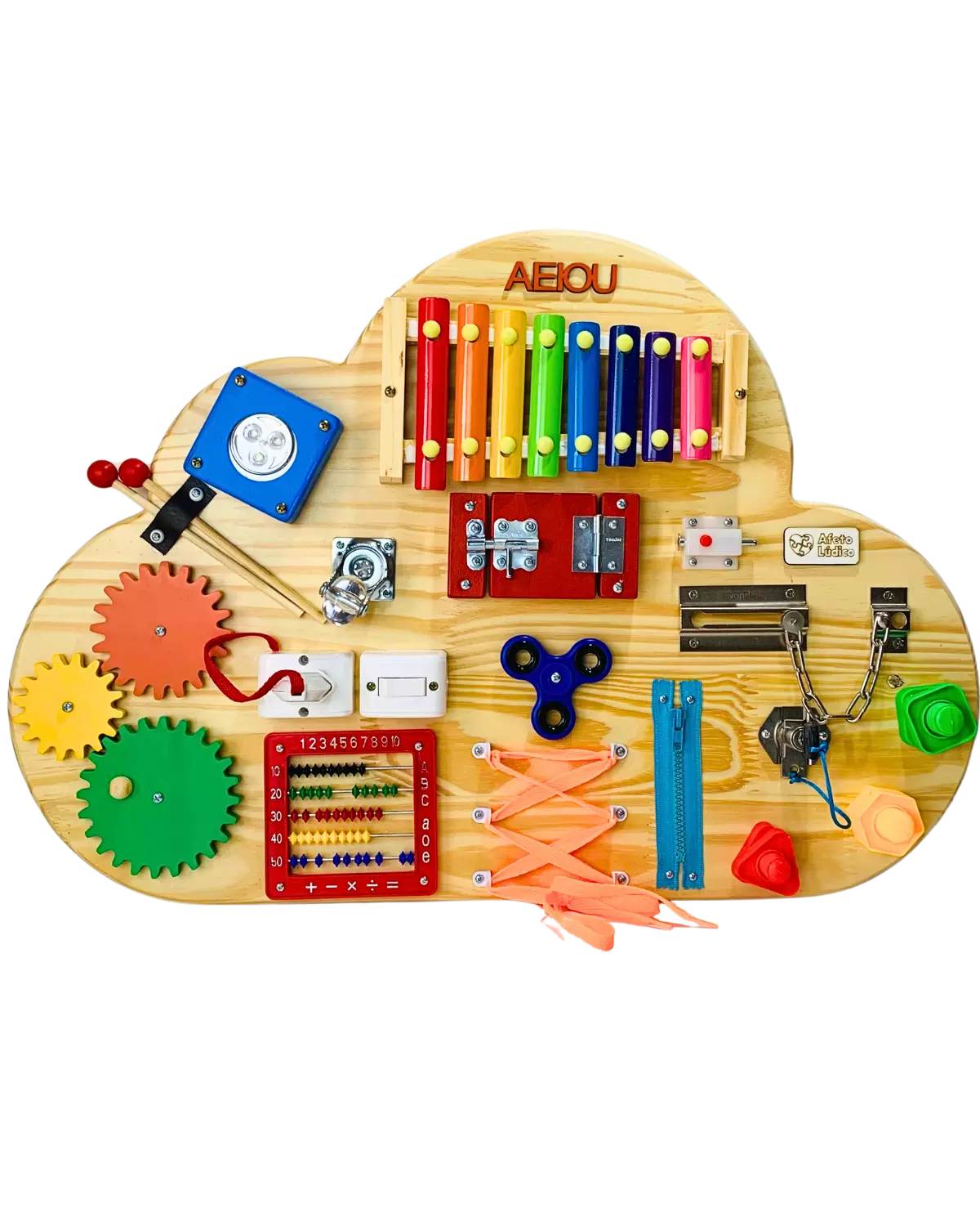 Painel Sensorial Educativo Montessori Nuvem + Brinde Exclusivo Hoje!