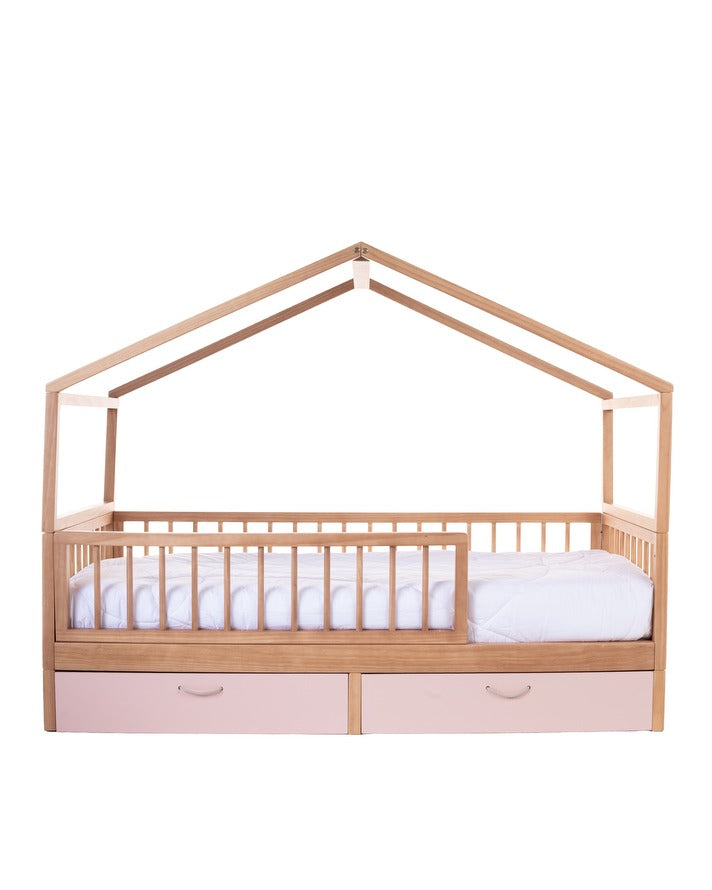 Cama Casinha Saída Lateral com Gavetões Rosa