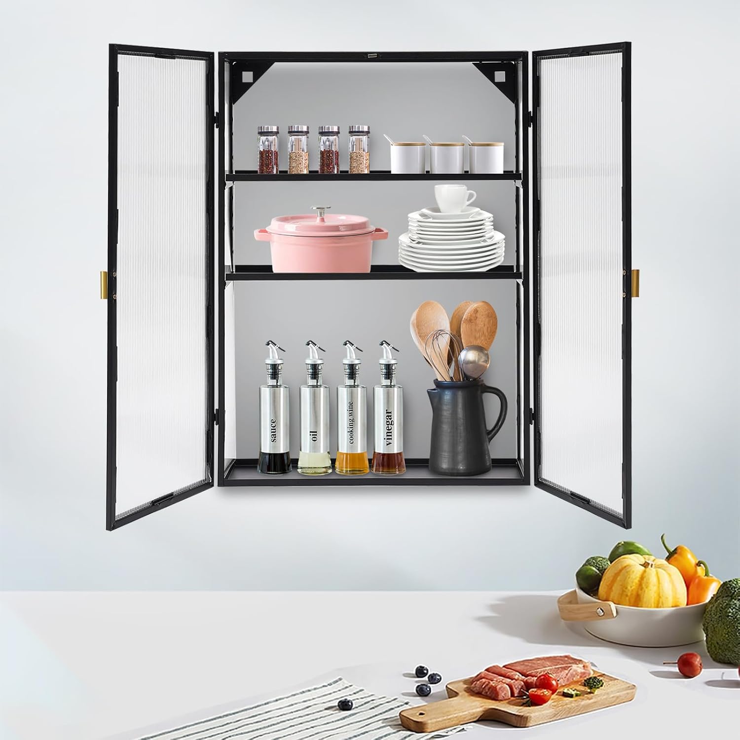 Armário de Armazenamento de Cozinha Montado na Parede