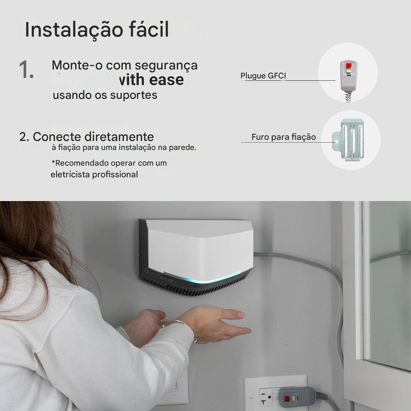 Secador de mãos para banheiros domésticos e comerciais