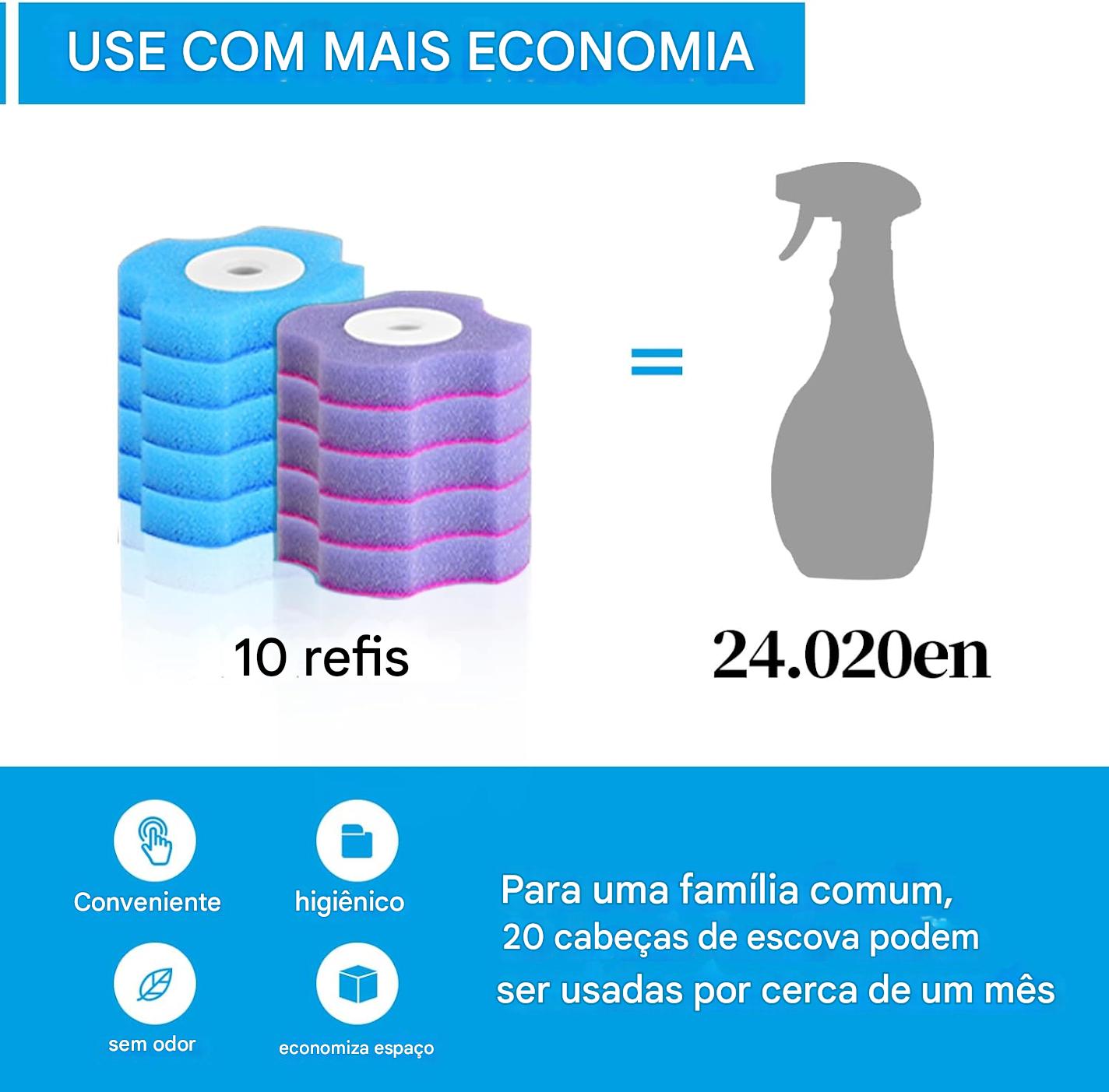 Escova de Vaso Sanitário Descartável com 40 Refis e Suportes Cheiro (Oceano + Lavanda)
