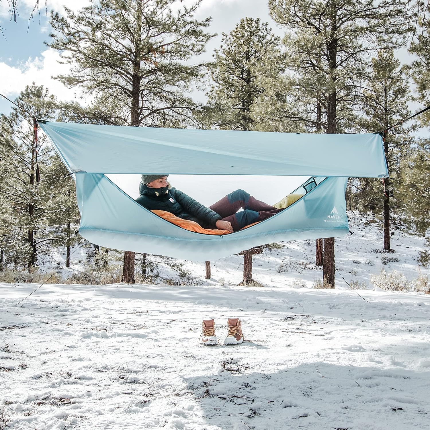 Haven Tents Barraca de rede plana - barraca impermeável e rede de acampamento com rede mosquiteira - inclui almofada isolada e mosca de chuva - barraca Haven, refúgio GG, safári