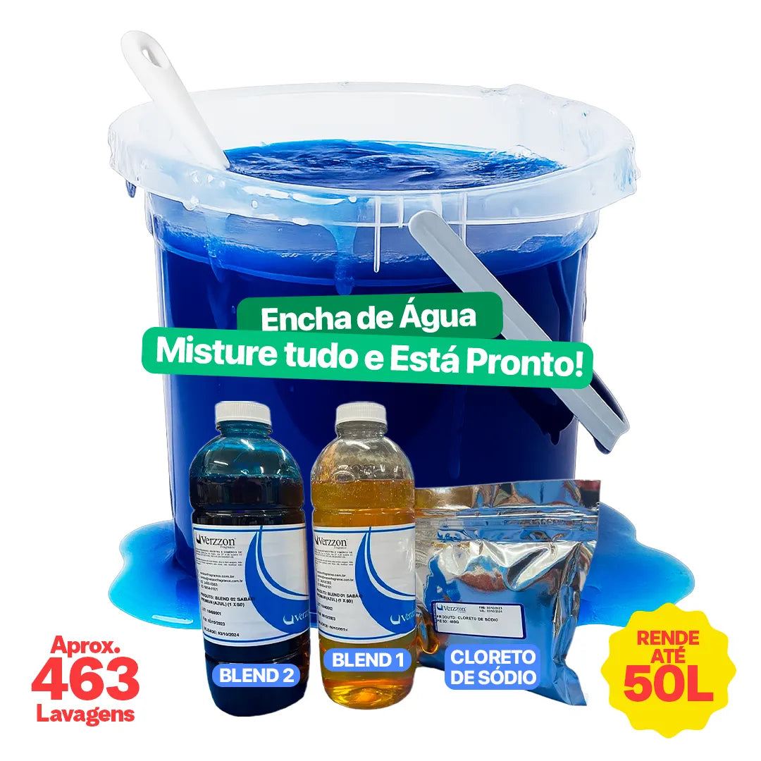 Kit Base para Sabão Tipo OMO ARIEL DOWNY | Rende 50L e 436 Lavagens | Economize por Anos!