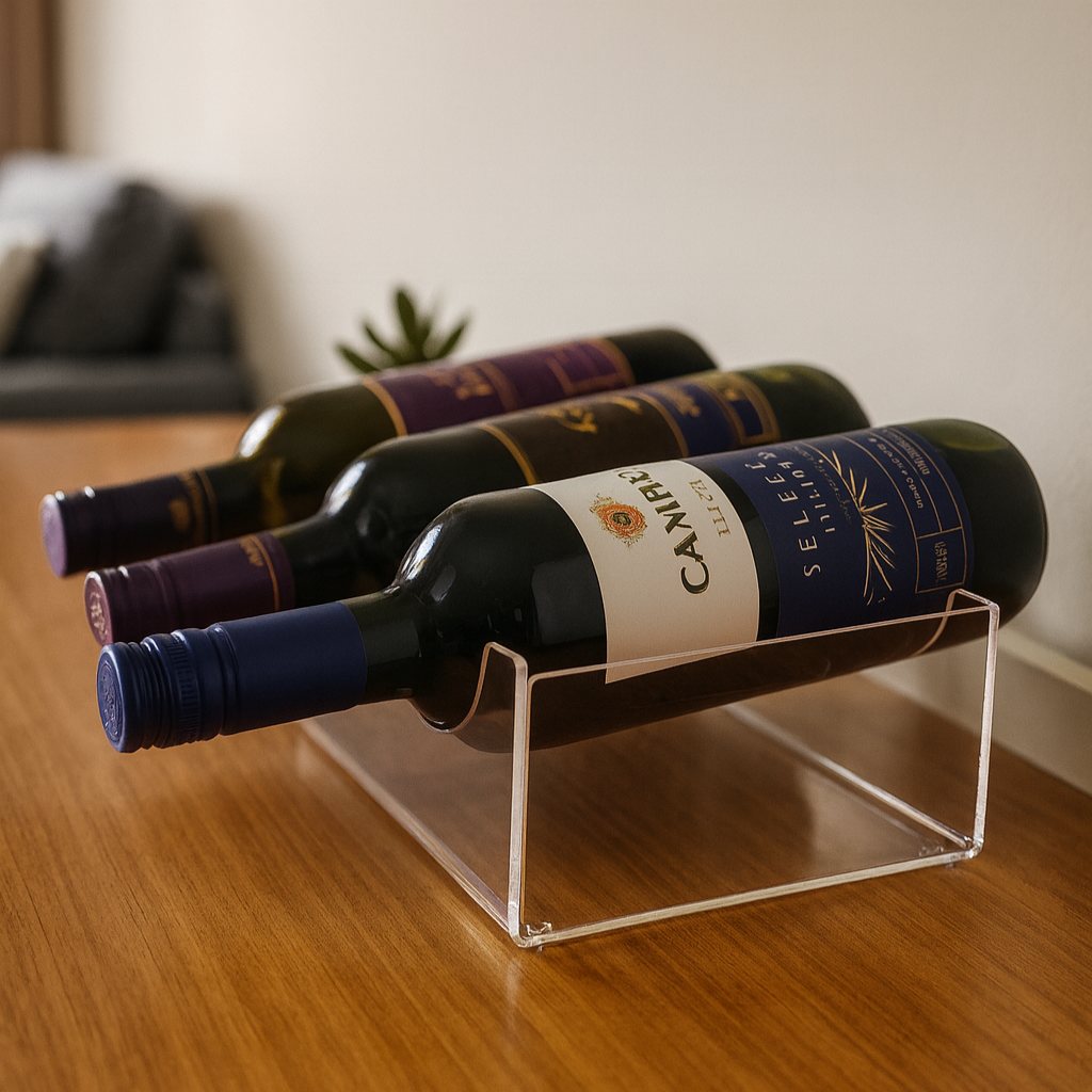 Suporte para Vinhos em Acrílico – Organizador Premium