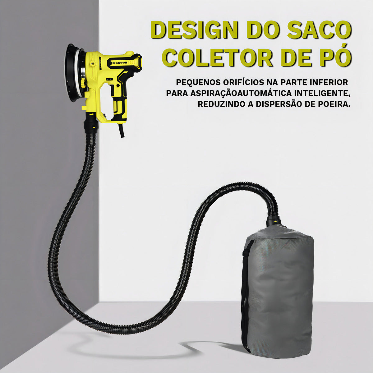 Lixadeira De Parede Elétrica Profissional Teto 900w Com Fita De Luz Led Saco Para O Pó Ajuste Da Velocidade Desoon