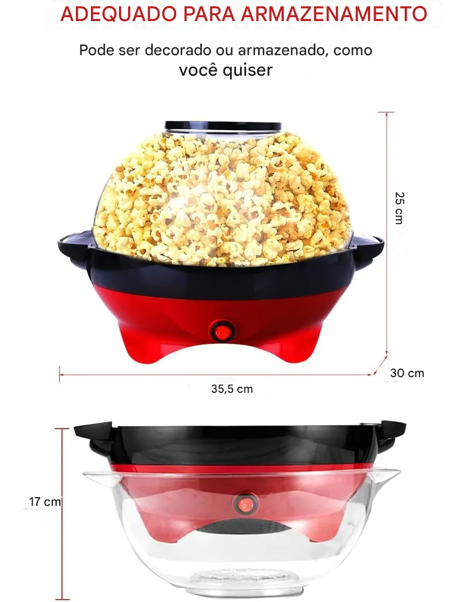 Máquina De Pipoca, Óleo Quente De Agitação Automática 2 Em 1 - Bivolt