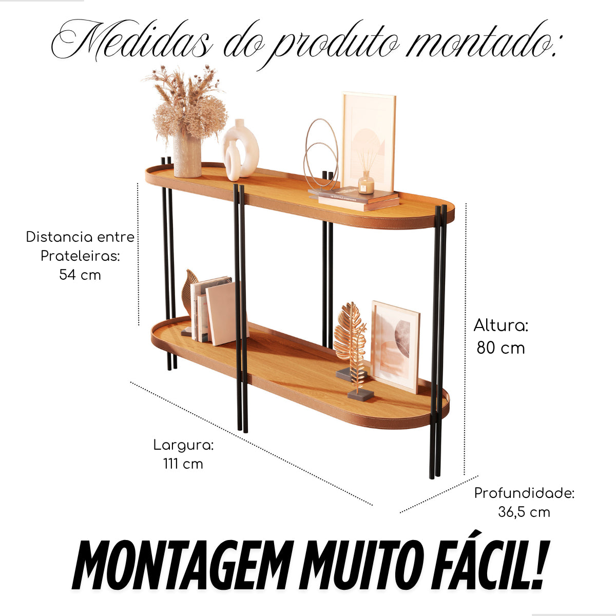 Aparador Madeira Ferro Tampo Oval Acabamento Couro Preto Cor Freijó/preto