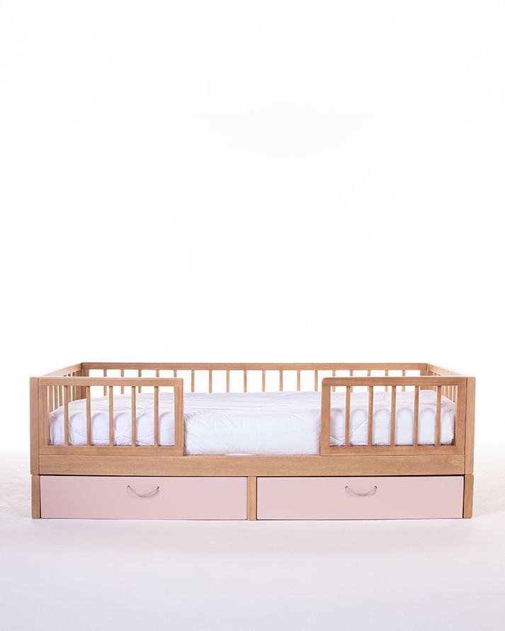 Cama Montessori Evolutiva + Gavetões Rosas