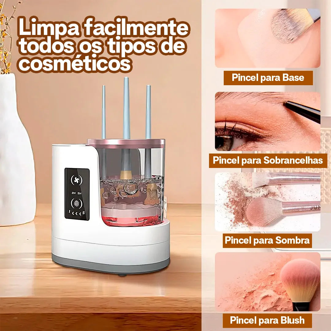 Limpador De Pincel De Maquiagem 3 Em 1 | Secador Elétrico Automático De Pincéis