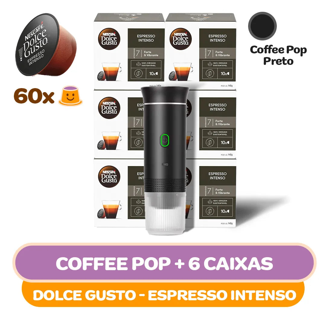 Kit Mini Máquina Coffee Pop + 60 Cápsulas Dolce Gusto