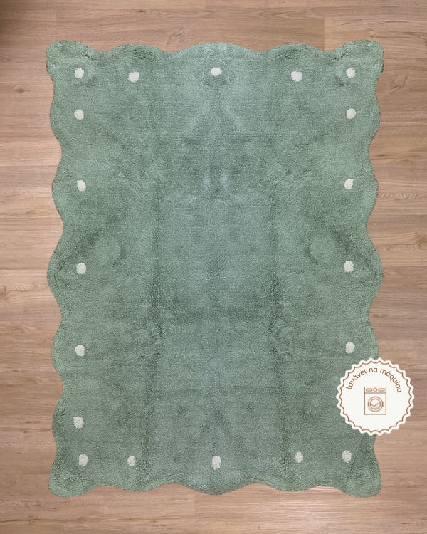 Tapete Lavável de Algodão Doce Ondas Verde