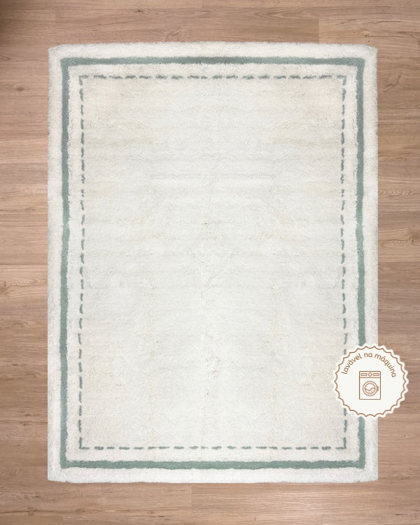 Tapete Lavável de Algodão Border Verde