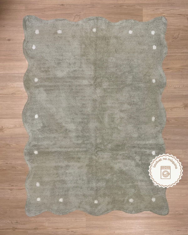 Tapete Lavável de Algodão Doce Ondas Bege