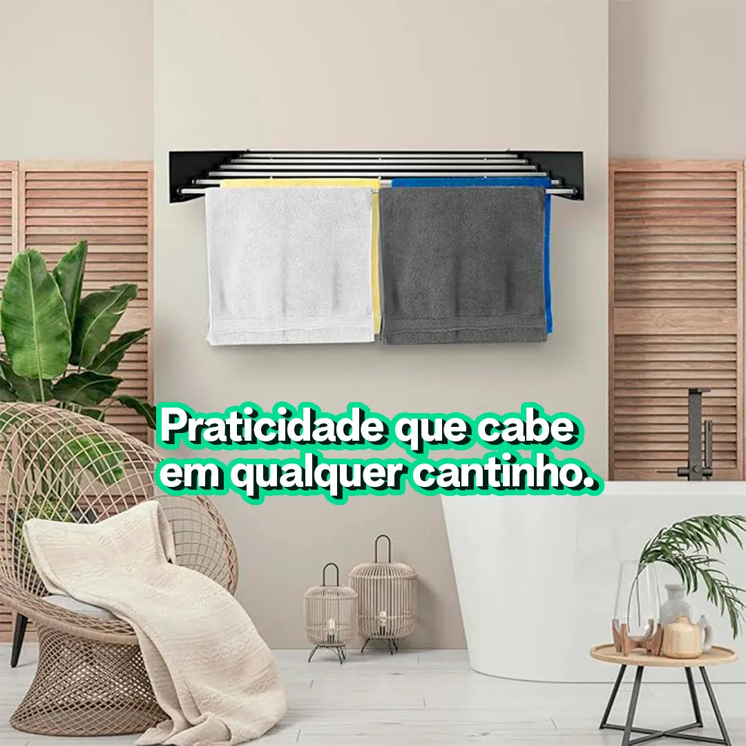 Varal Mágico Retrátil de 1 Metro com 6 Varetas | Design Compacto | Pague 2 e Leve 3