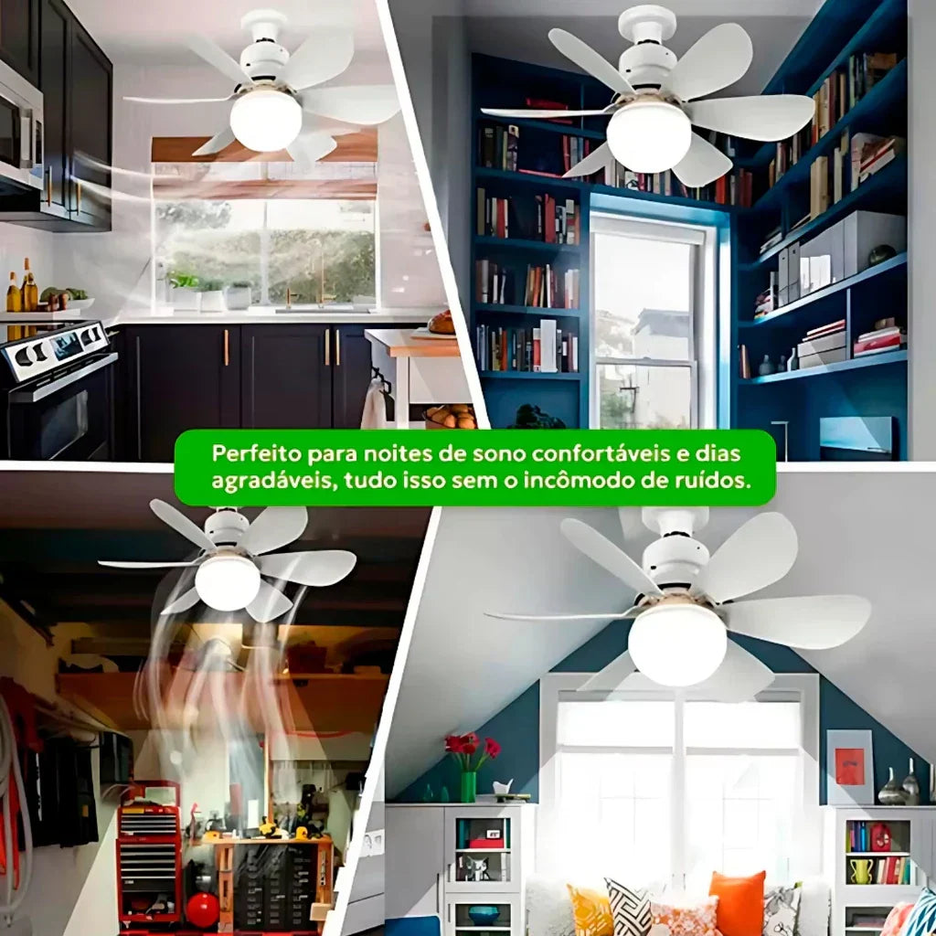 Kit com 2 Ventiladores De Teto Com Lâmpada Led E Controle Remoto