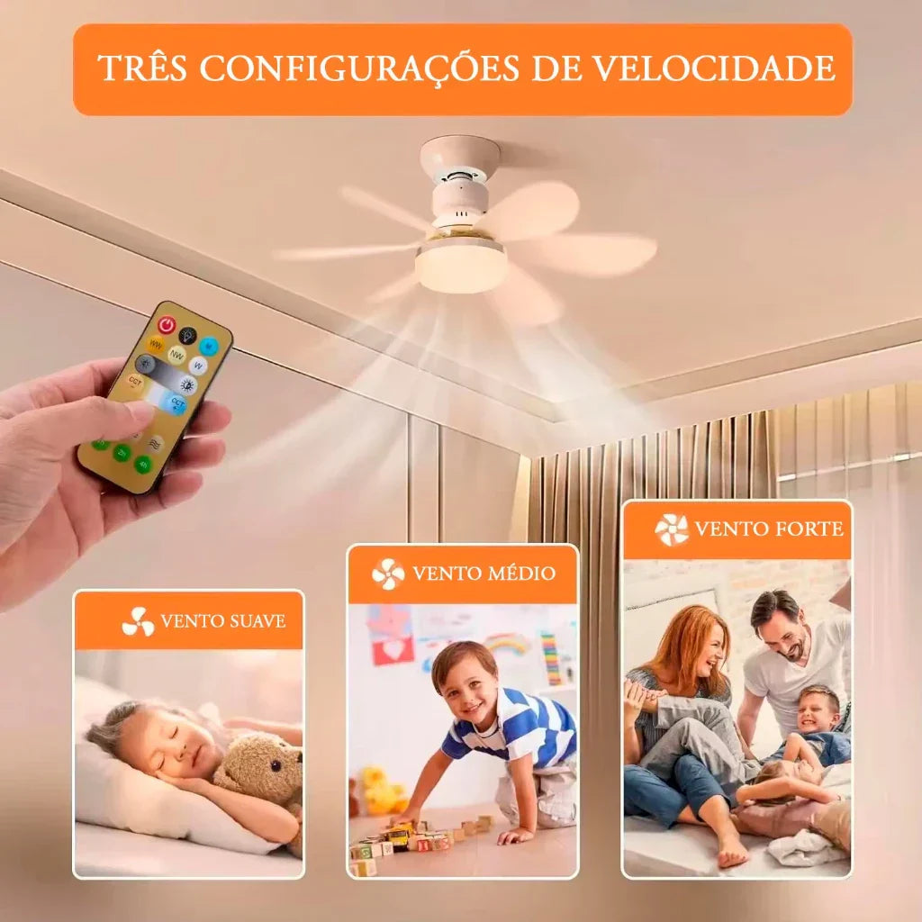 Kit com 2 Ventiladores De Teto Com Lâmpada Led E Controle Remoto
