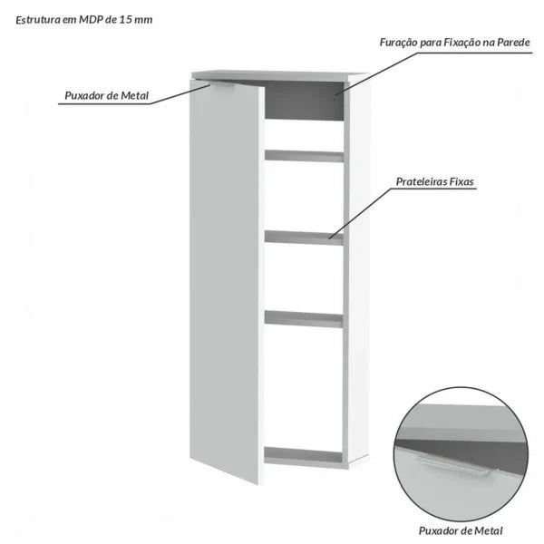 Armario Despensa Branco/Freijo Projemob