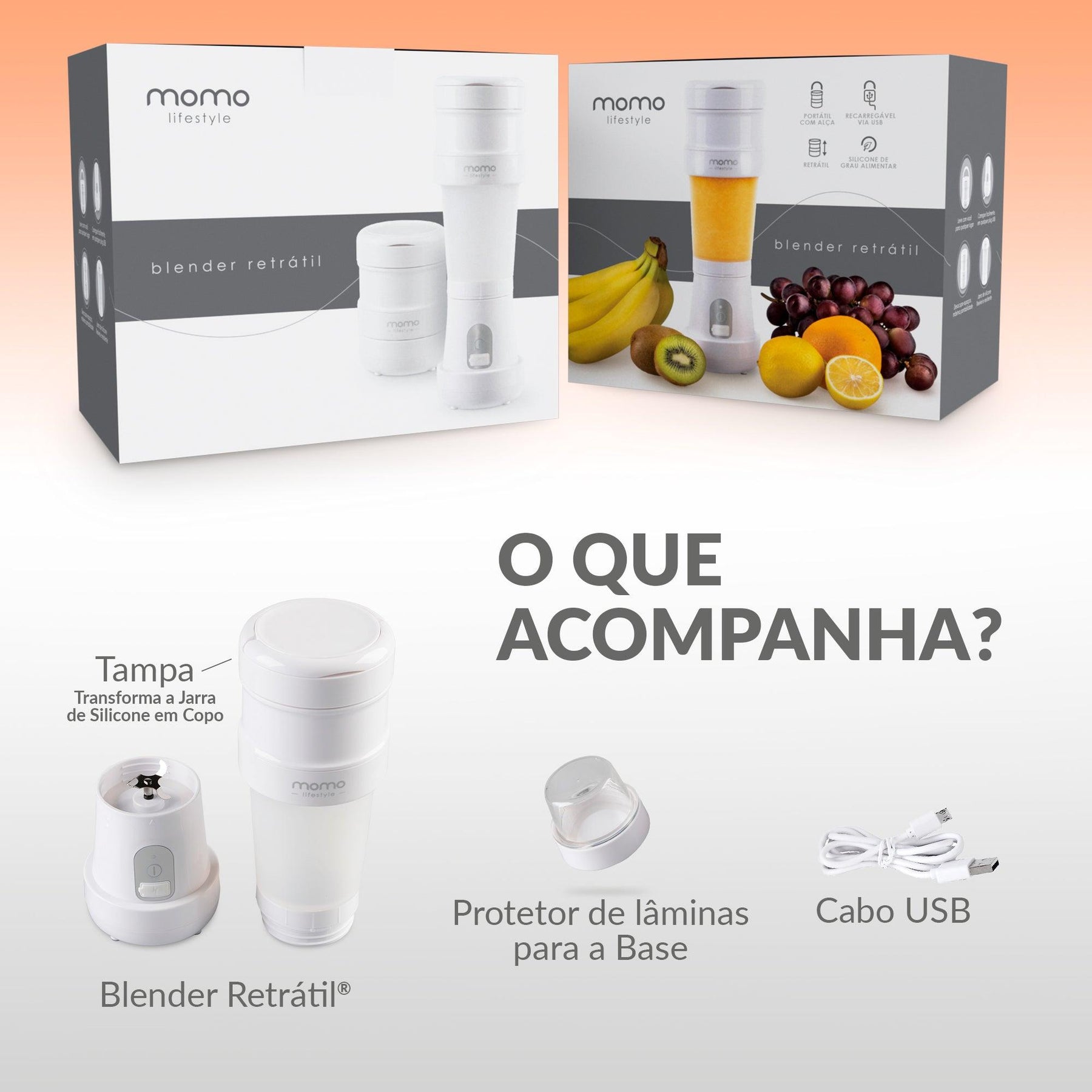 Blender Retrátil, liquidificador portátil | Loja Momo