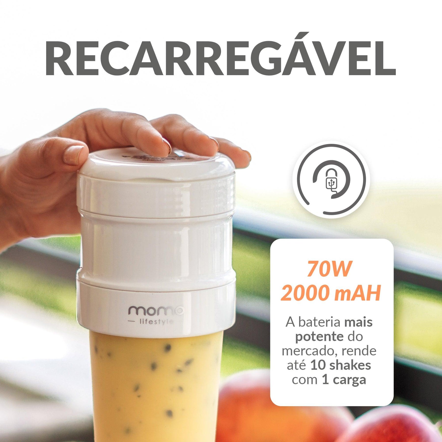 Blender Retrátil, liquidificador portátil | Loja Momo