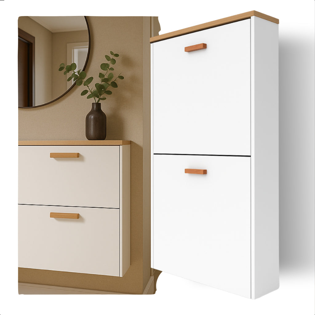 Sapateira Suspensa De Parede Vertical 2 Portas Basculante Moderna Estilo Minimalista Organizar