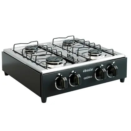 Fogão Cooktop De Mesa Portátil A Gás 4 Bocas Braslar Bivolt