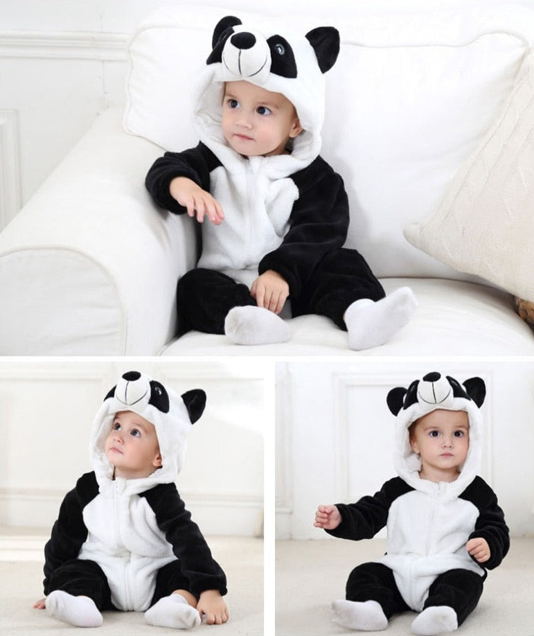 Macacão Inverno Bebê com Capuz Divertido Bichinhos