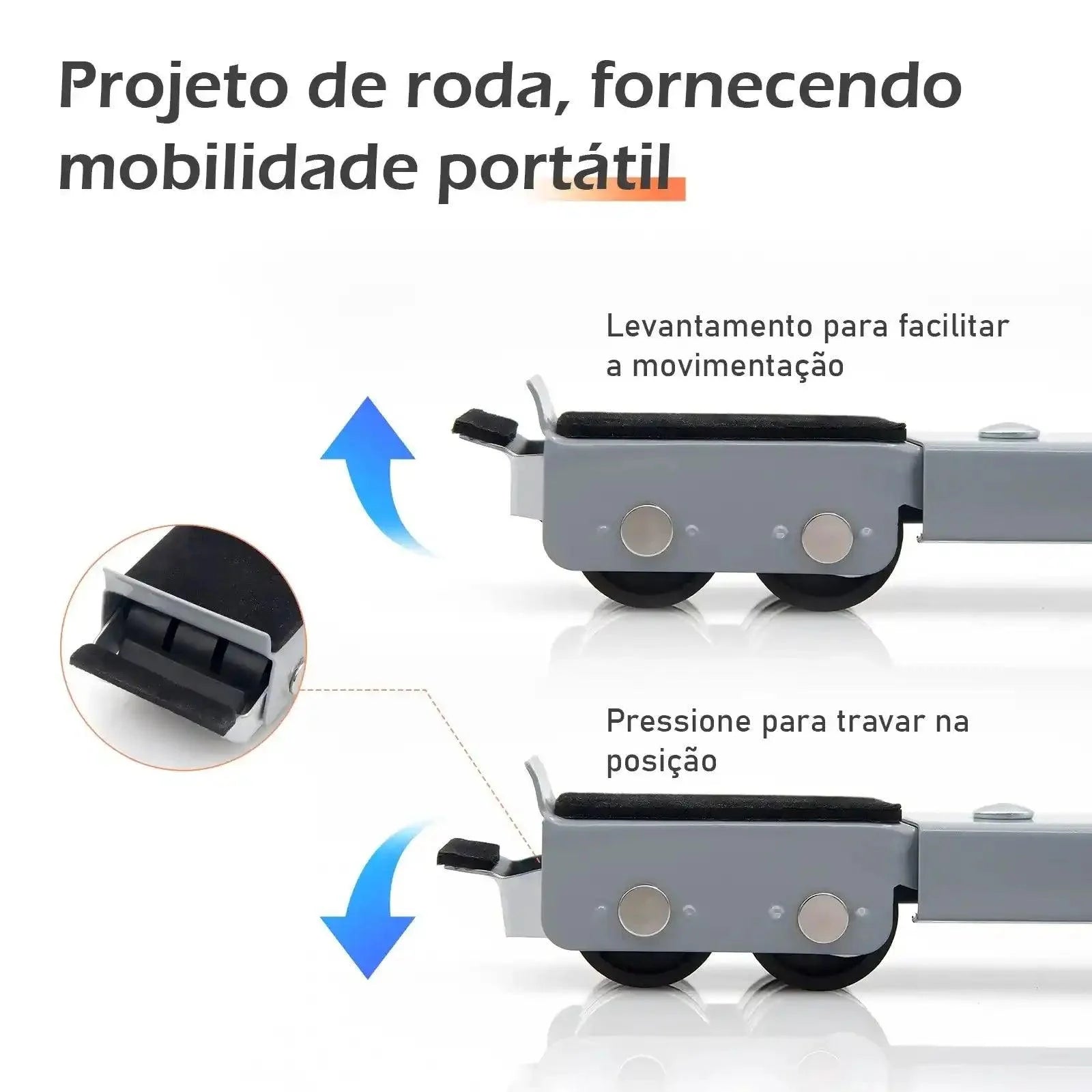 Suporte com Rodas e Travas para Móveis e Eletrodomestico Pesados - MaxiMove Pro