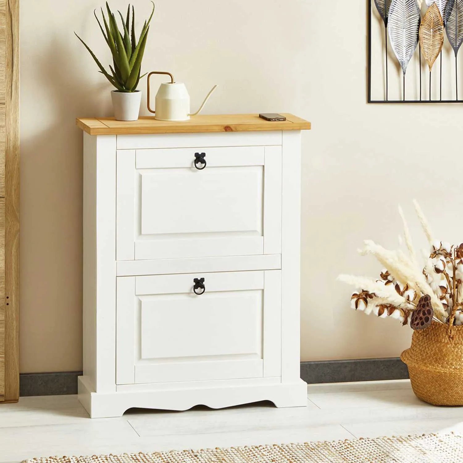 Sapateira Madeira 2 Portas Basculantes 10 Pares Rústico