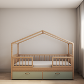 Cama Casinha Evolutiva com Gavetões Verde