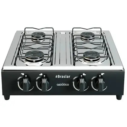 Fogão Cooktop De Mesa Portátil A Gás 4 Bocas Braslar Bivolt