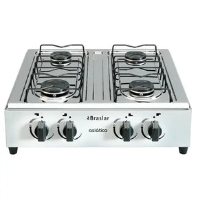 Fogão Cooktop De Mesa Portátil A Gás 4 Bocas Braslar Bivolt