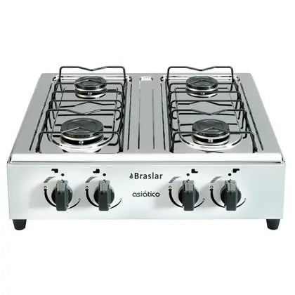 Fogão Cooktop De Mesa Portátil A Gás 4 Bocas Braslar Bivolt