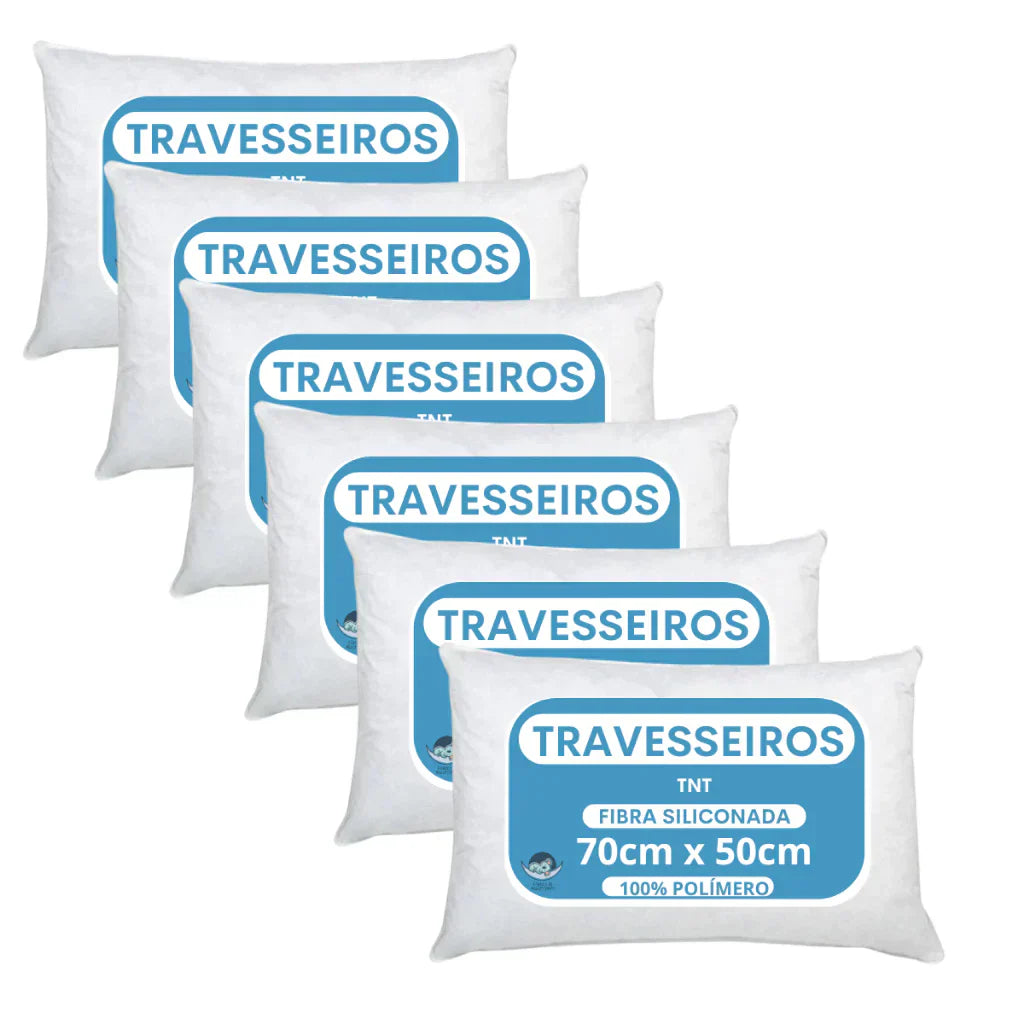 Kit 6 Travesseiro Alto Firme Antialergico 50x70cm extra macio tecido TNT