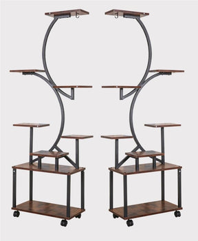 Plant Stand Indoor with Grow Lights, 8 Tiered Indoor Plant Shelf, 61" Tall Plant Stand for Indoor Plants Multiple, Metal Plant Flower Holder Stand, S-Shaped Plant Rack for Home, Patio (Black)