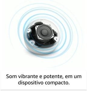 Echo Dot 5ª geração com Relógio | Smart speaker com Alexa | Cor Branca + Lâmpada Positivo 9W