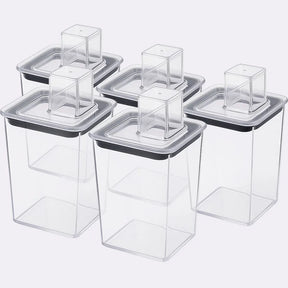 Kit 5 Dispenser Hermetico Organizador Sabao em Po Amaciante Sabão Rações Grãos com Copo Dosador