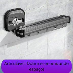 Cabideiro Varal Retrátil De Cabides Com Ventosa Para Lavanderia Compacto Organizador De Roupas Ideal Apartamentos Casas