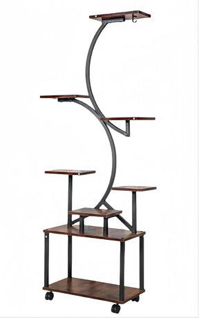 Plant Stand Indoor with Grow Lights, 8 Tiered Indoor Plant Shelf, 61" Tall Plant Stand for Indoor Plants Multiple, Metal Plant Flower Holder Stand, S-Shaped Plant Rack for Home, Patio (Black)