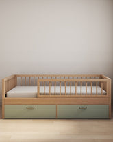 Cama Montessori Evolutiva - Saída Lateral + Gavetões Verdes