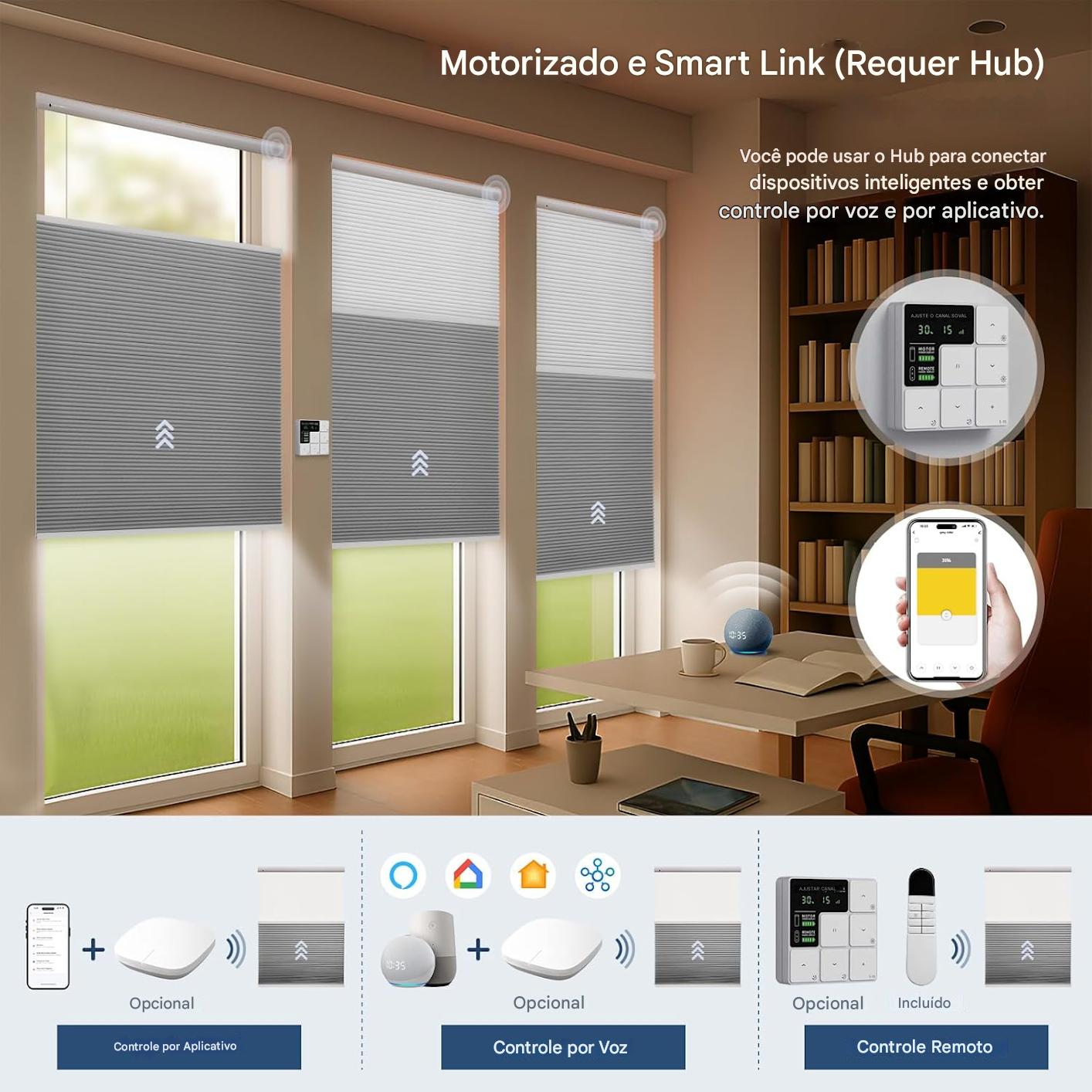 Persianas Celulares Motorizadas com Instalação sem Furadeiras e Sem Ferramentas