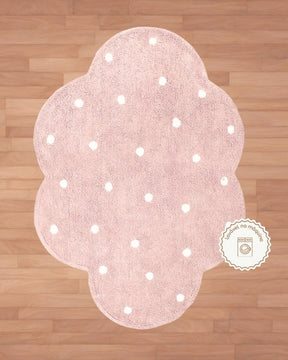 Tapete Lavável de Algodão Nuvem Dots Rosa