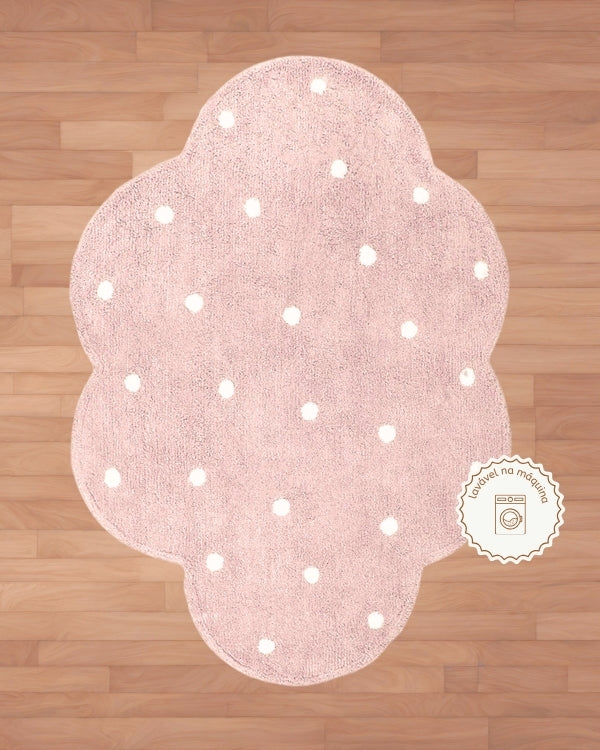 Tapete Lavável de Algodão Nuvem Dots Rosa