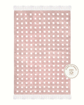 Tapete Lavável de Algodão Treliça Rosa