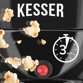 KESSER® Popcorn Machine Large 800 W Popcorn Maker 5.5 L Capacity with Non-Stick Coating Lid and Serving Bowl for Oil Butter Sugar Silent & Quick Includes Measuring and Popcorn Cup Removable Heating