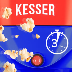 KESSER® Popcorn Machine Large 800 W Popcorn Maker 5.5 L Capacity with Non-Stick Coating Lid and Serving Bowl for Oil Butter Sugar Silent & Quick Includes Measuring and Popcorn Cup Removable Heating