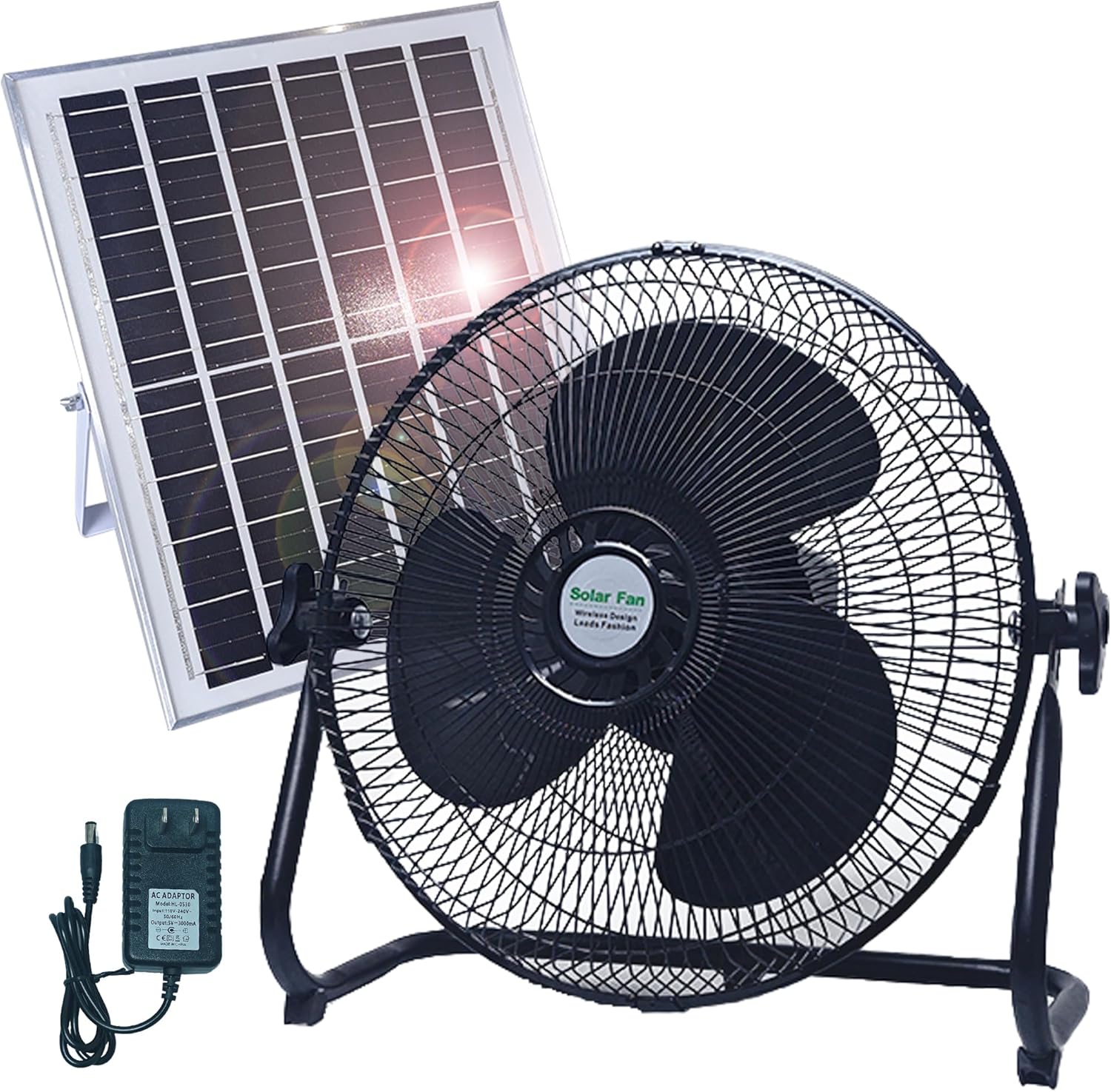 🌞 Ventilador Oscilante Solar Recarregável 16”
