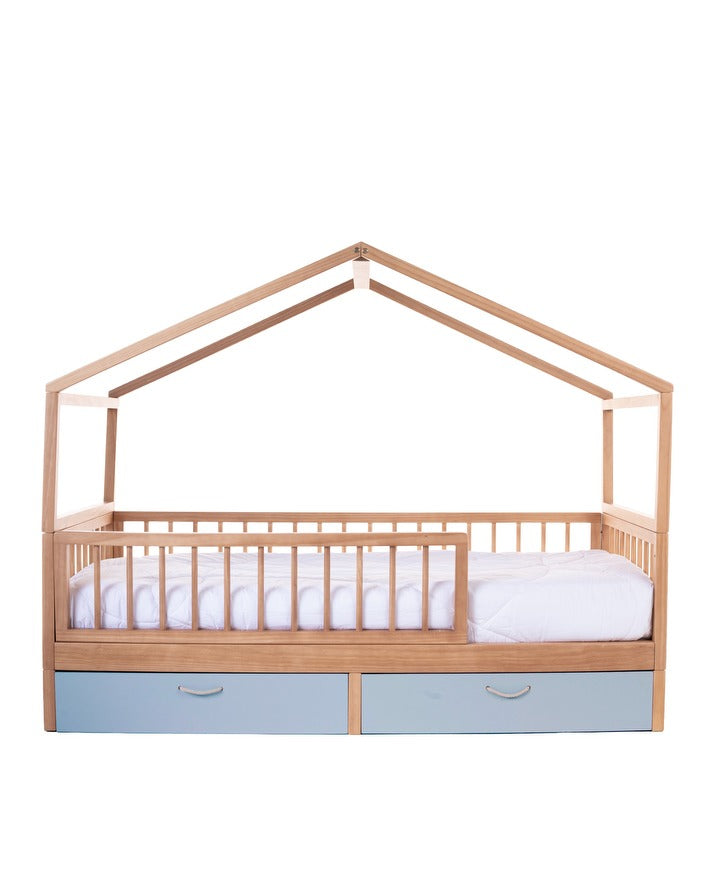 Cama Casinha Saída Lateral com Gavetões Azul