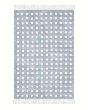 Tapete Lavável de Algodão Treliça Azul Claro