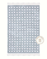 Tapete Lavável de Algodão Treliça Azul Claro