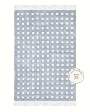 Tapete Lavável de Algodão Treliça Azul Claro